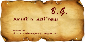 Burián Gyöngyi névjegykártya