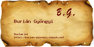 Burián Gyöngyi névjegykártya